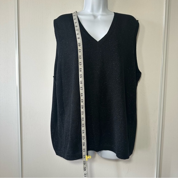 DKNY Women’s Shimmery Black Silk Blend Oversized Sleeveless V-Neck Top- Size 4 - Picture 5 of 10
